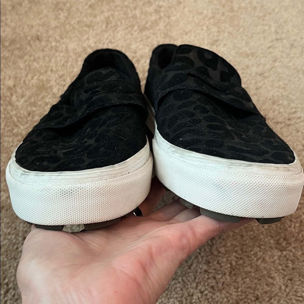 Vans Style 53 Black Embossed Leopard Slip On Sneakers - Picture 4 of 7